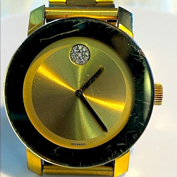 Movado Bold Collection Crystal Gold-Ion Plated Stainless Watch Crystal Detail - Picture 4 of 14